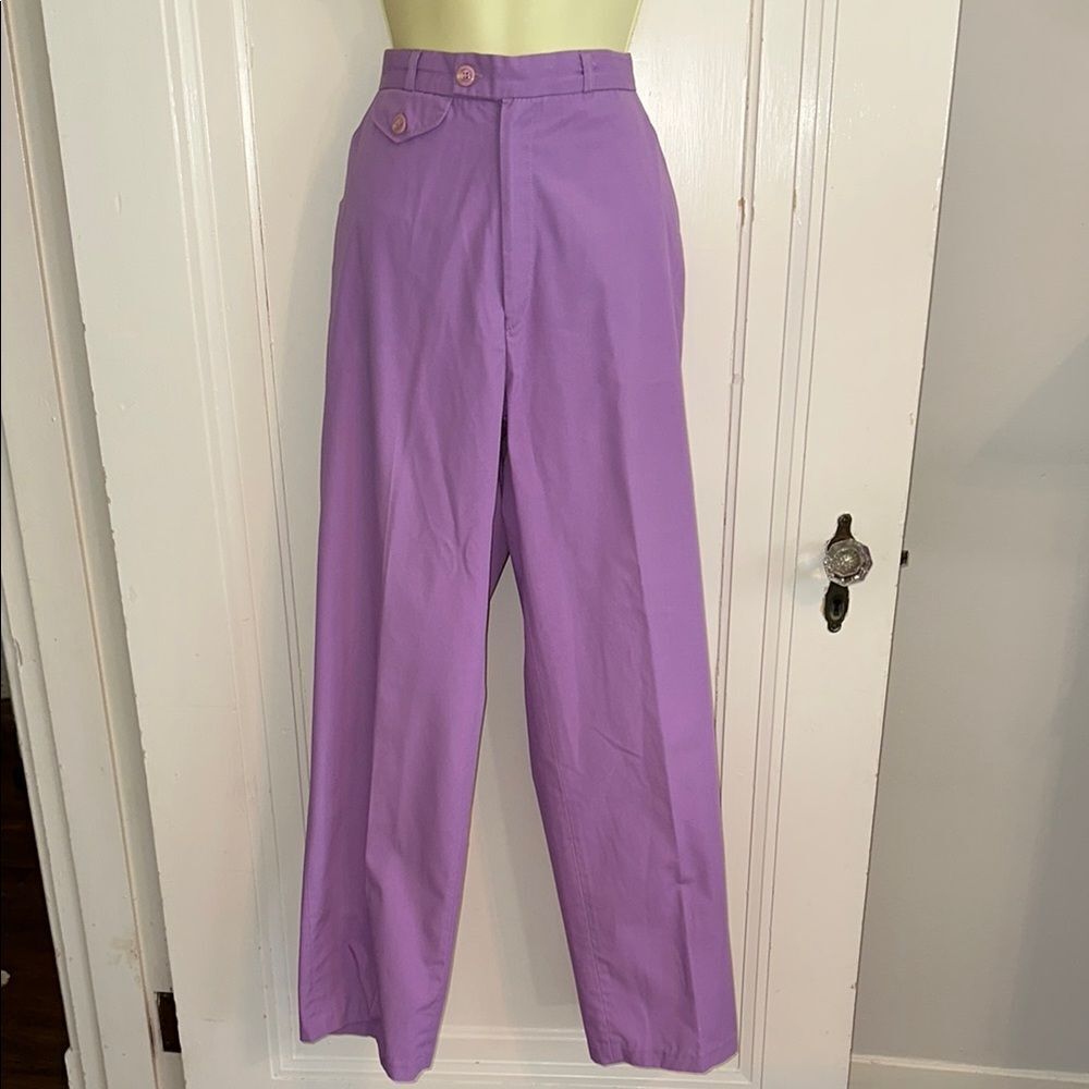 Vintage 70s/80s Haberdashers Purple‎ High Waisted Polyester/Cotton Pants